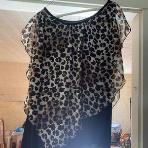 Layered blouse leopard over black
